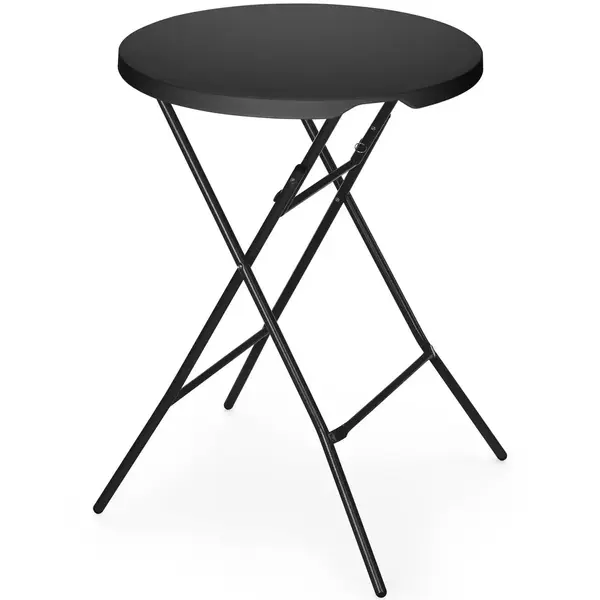 Inklapbare Statafel | Kunststof/Metaal | Zwart Blad | Zwart Frame | In-/Outdoor | Ø800x1100(h)mm