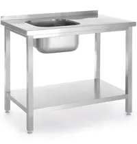 HENDI Spoeltafel | KitchenLine | RVS | 1 Spoelbak (Links) | Bodemschap | Achteropstand | Zelfmontage | 800x600x850/890(h)mm