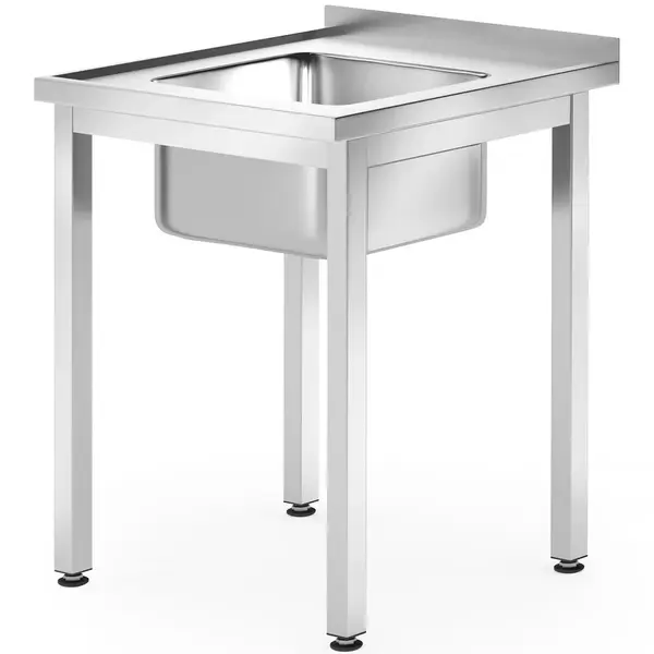 Spoeltafel | ProfiLine | RVS | 1 Spoelbak (Midden) | Achteropstand | Zelfmontage | 600x600x850/890(h)mm