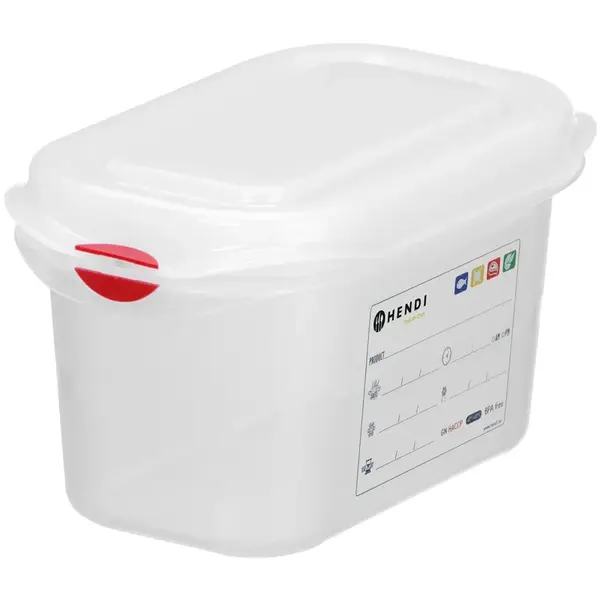 Voedseldoos | Polypropyleen | 1/9 GN | Hoogte 100mm | Incl. Deksel | 176x108x100(h)mm