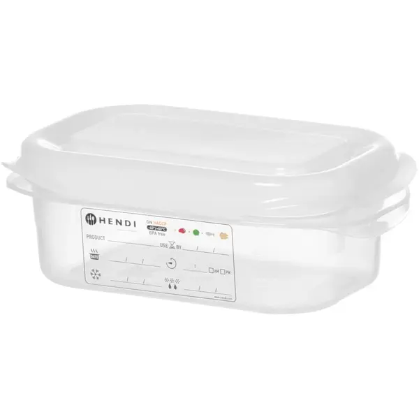 Voedseldoos | Polypropyleen | 1/9 GN | Hoogte 65mm | Incl. Deksel | 176x108x65(h)mm