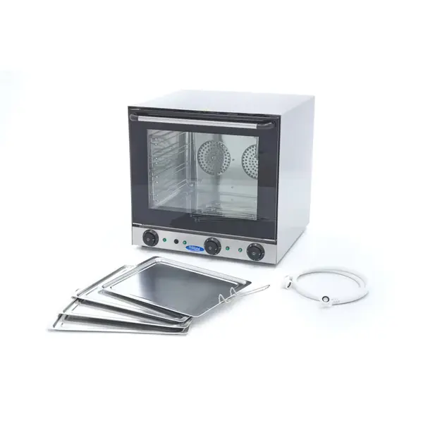 Heteluchtoven | 4 Niveaus (435x315) | Elektrisch | 0°C/300°C | 2.67kW (230V) | Bevochtiging (Handmatig) | Grillfunctie | 595x615x570(h)mm