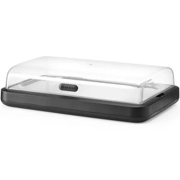 Buffetvitrine | UNIQ (Design by Bronwasser) | Kunststof/RVS | Gekoeld | Incl. Serveerchaal (1/1 GN) | Koelelement + Flip-Top Deksel | 593x389x147(h)mm