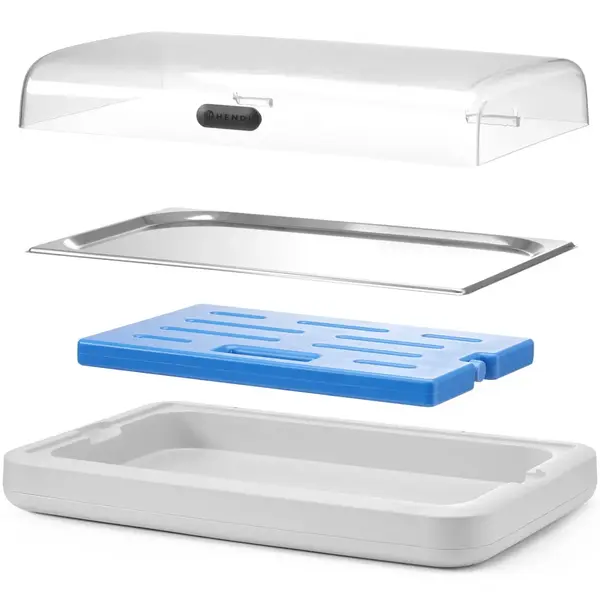 Buffetvitrine | UNIQ (Design by Bronwasser) | Kunststof/RVS | Gekoeld | Incl. Serveerchaal (1/1 GN) | Koelelement + Flip-Top Deksel | 593x389x147(h)mm