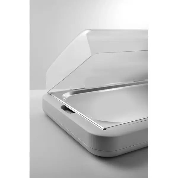 Buffetvitrine | UNIQ (Design by Bronwasser) | Kunststof/RVS | Gekoeld | Incl. Serveerchaal (1/1 GN) | Koelelement + Flip-Top Deksel | 593x389x147(h)mm