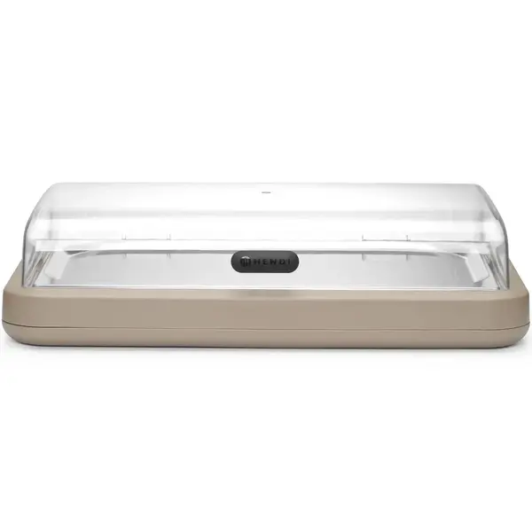 Buffetvitrine | UNIQ (Design by Bronwasser) | Kunststof/RVS | Gekoeld | Incl. Serveerchaal (1/1 GN) | Koelelement + Flip-Top Deksel | 593x389x147(h)mm