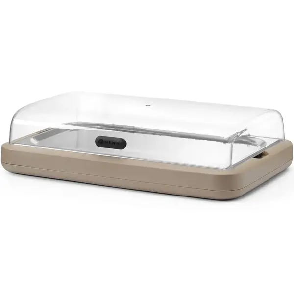 Buffetvitrine | UNIQ (Design by Bronwasser) | Kunststof/RVS | Gekoeld | Incl. Serveerchaal (1/1 GN) | Koelelement + Flip-Top Deksel | 593x389x147(h)mm