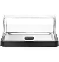 HENDI Buffetvitrine | DUO UNIQ (Design by Bronwasser) | Kunststof/RVS | Gekoeld | Incl. Serveerchaal (400x300) | 2 Koelelementen + Roll-Top Deksel | 460x355x220(h)mm