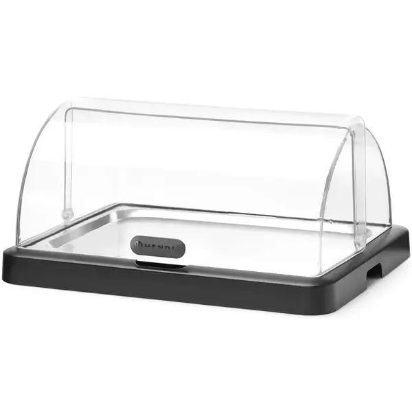 Buffetvitrine | DUO UNIQ (Design by Bronwasser) | Kunststof/RVS | Gekoeld | Incl. Serveerchaal (400x300) | 2 Koelelementen + Roll-Top Deksel | 460x355x220(h)mm