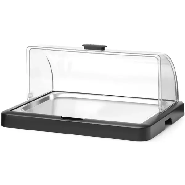 Buffetvitrine | DUO UNIQ (Design by Bronwasser) | Kunststof/RVS | Gekoeld | Incl. Serveerchaal (400x300) | 2 Koelelementen + Roll-Top Deksel | 460x355x220(h)mm