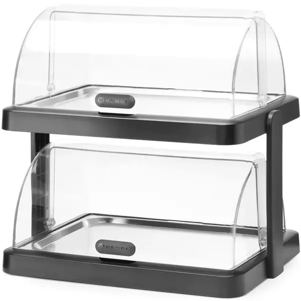 Buffetvitrine | DUO UNIQ (Design by Bronwasser) | Kunststof/RVS | 2 Etages | Gekoeld | Incl. Serveerchalen (2x 400x300) | 4 Koelelementen + 2 Roll-Top Deksels | 480x355x480(h)mm