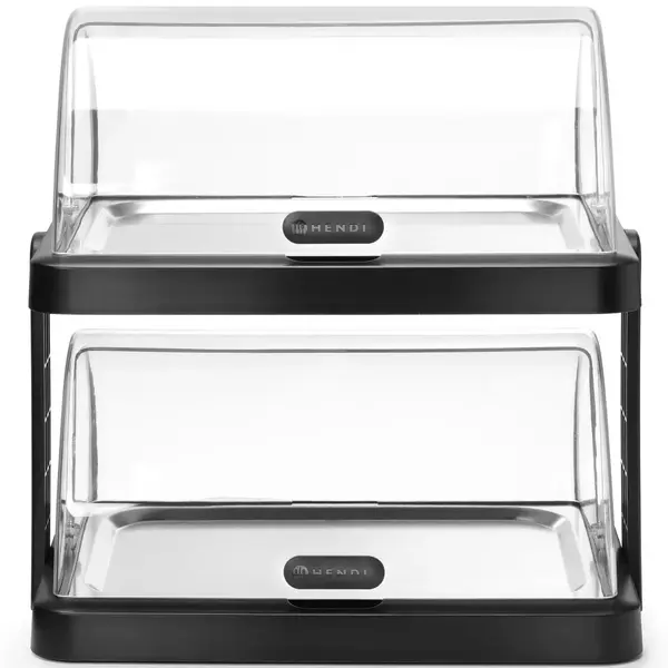 Buffetvitrine | DUO UNIQ (Design by Bronwasser) | Kunststof/RVS | 2 Etages | Gekoeld | Incl. Serveerchalen (2x 400x300) | 4 Koelelementen + 2 Roll-Top Deksels | 480x355x480(h)mm