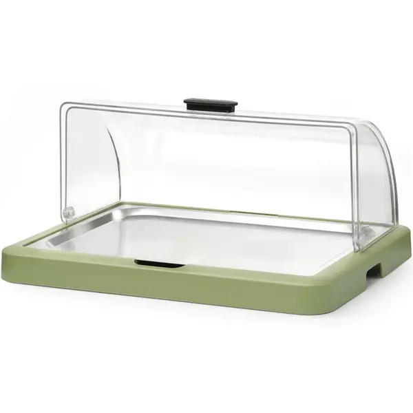 Buffetvitrine | DUO UNIQ (Design by Bronwasser) | Kunststof/RVS | Gekoeld | Incl. Serveerchaal (400x300) | 2 Koelelementen + Roll-Top Deksel | 460x355x220(h)mm