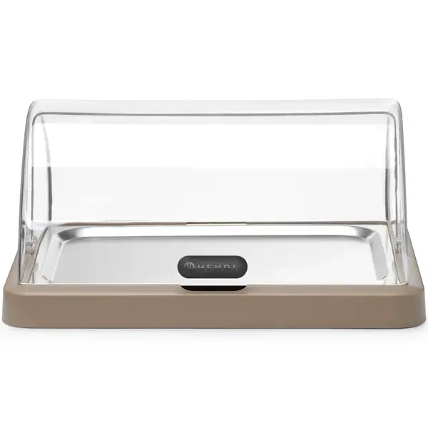 Buffetvitrine | DUO UNIQ (Design by Bronwasser) | Kunststof/RVS | Gekoeld | Incl. Serveerchaal (400x300) | 2 Koelelementen + Roll-Top Deksel | 460x355x220(h)mm