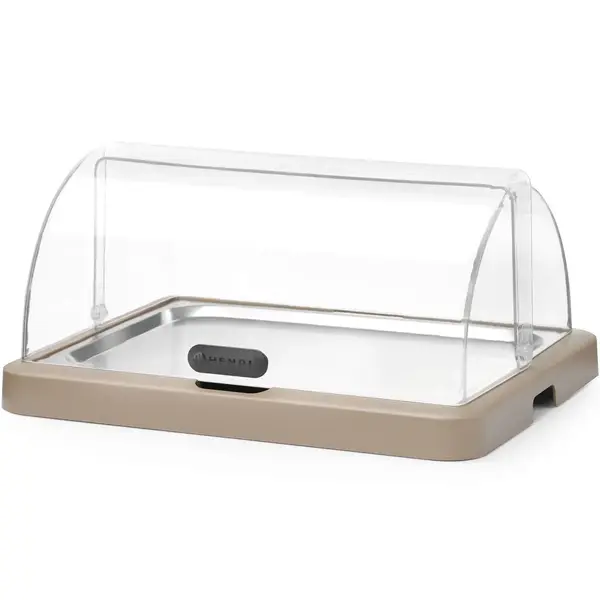 Buffetvitrine | DUO UNIQ (Design by Bronwasser) | Kunststof/RVS | Gekoeld | Incl. Serveerchaal (400x300) | 2 Koelelementen + Roll-Top Deksel | 460x355x220(h)mm