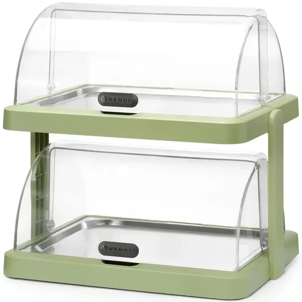 Buffetvitrine | DUO UNIQ (Design by Bronwasser) | Kunststof/RVS | 2 Etages | Gekoeld | Incl. Serveerchalen (2x 400x300) | 4 Koelelementen + 2 Roll-Top Deksels | 480x355x480(h)mm