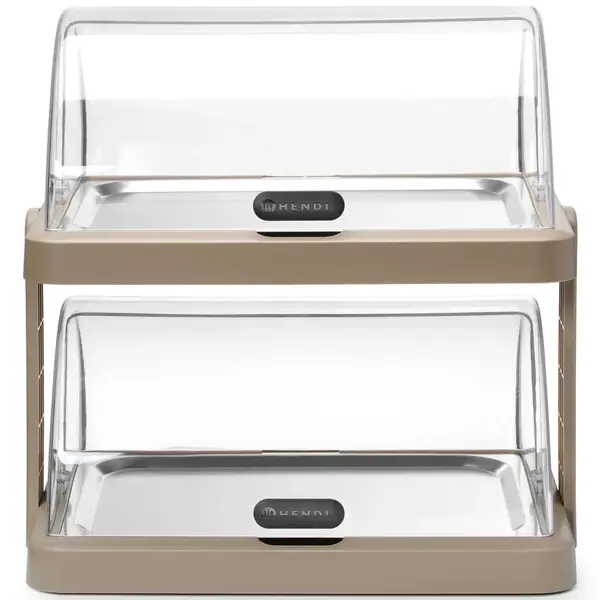 Buffetvitrine | DUO UNIQ (Design by Bronwasser) | Kunststof/RVS | 2 Etages | Gekoeld | Incl. Serveerchalen (2x 400x300) | 4 Koelelementen + 2 Roll-Top Deksels | 480x355x480(h)mm