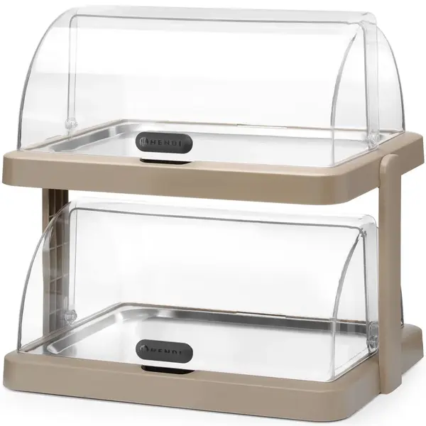 Buffetvitrine | DUO UNIQ (Design by Bronwasser) | Kunststof/RVS | 2 Etages | Gekoeld | Incl. Serveerchalen (2x 400x300) | 4 Koelelementen + 2 Roll-Top Deksels | 480x355x480(h)mm