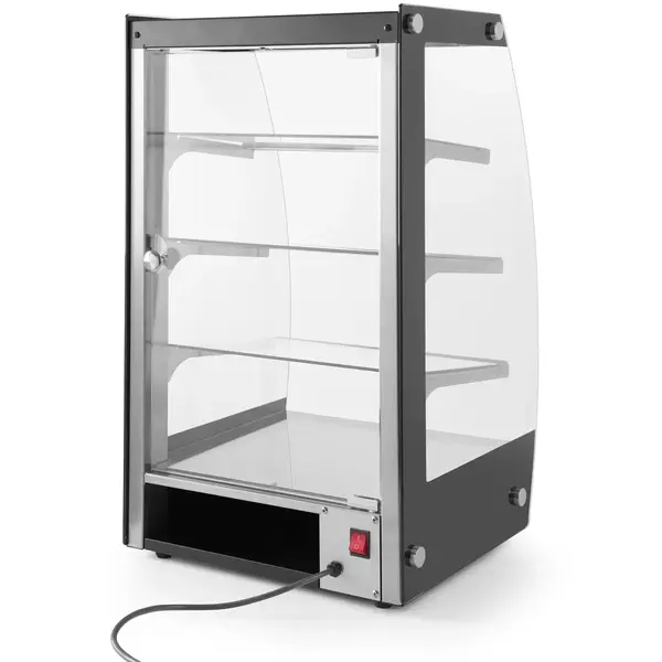Neutrale Vitrine | 75L | RVS/Zwart | 4 Niveaus | Zelfbediening | 415x390x716(h)mm