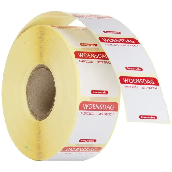 Voedseletiketten | Woensdag | Kleurgecodeerd | 1000 Stuks | 25x25mm