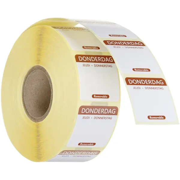 Voedseletiketten | Donderdag | Kleurgecodeerd | 1000 Stuks | 25x25mm