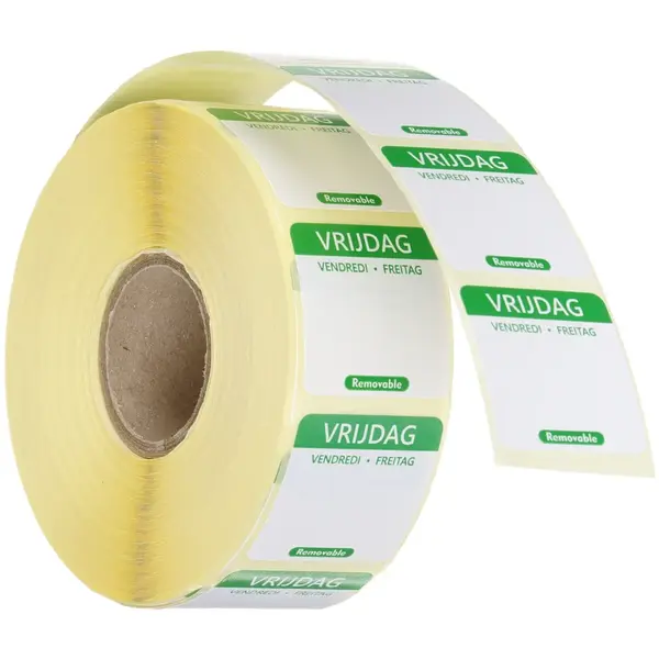 Voedseletiketten | Vrijdag | Kleurgecodeerd | 1000 Stuks | 25x25mm