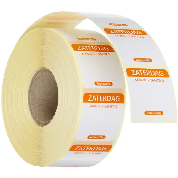 Voedseletiketten | Zaterdag | Kleurgecodeerd | 1000 Stuks | 25x25mm