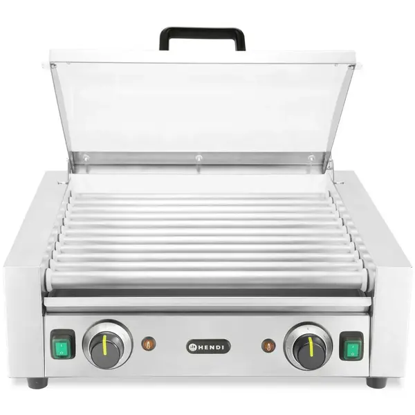 Worstengrill | 2 Zones (11 Rollen) | ≤ 230°C | 0.98kW (230V) | Incl. Deksel | 566x527x259(h)mm