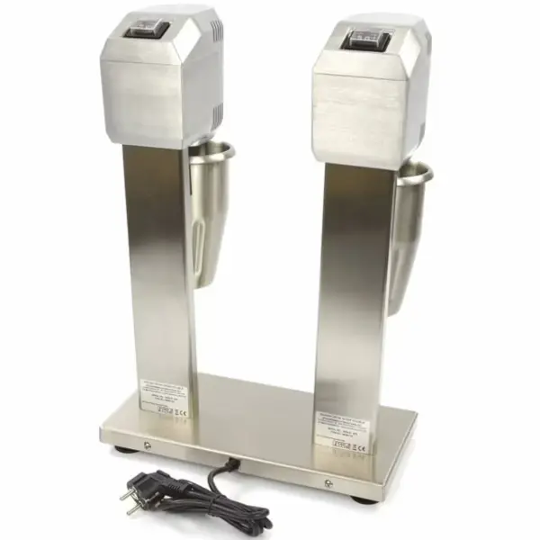 Milkshaker | Dubbel | RVS | 2x 1L | 0.8kW (230V) | Incl. 2 RVS Mengbekers | 330x190x480(h)mm