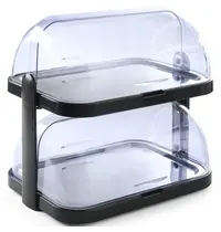 HENDI Buffetvitrine | Kunststof/RVS | 2 Etages | Gekoeld | Incl. Serveerchalen (2x 395x285) | 4 Koelelementen + 2 Roll-Top Deksels | 440x320x440(h)mm