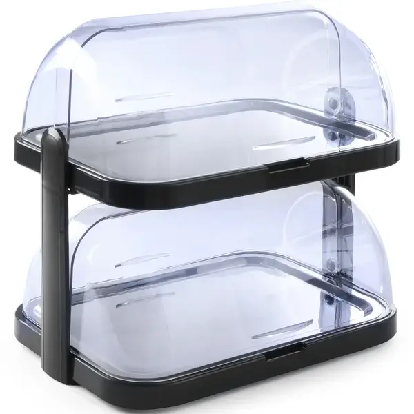 Buffetvitrine | Kunststof/RVS | 2 Etages | Gekoeld | Incl. Serveerchalen (2x 395x285) | 4 Koelelementen + 2 Roll-Top Deksels | 440x320x440(h)mm