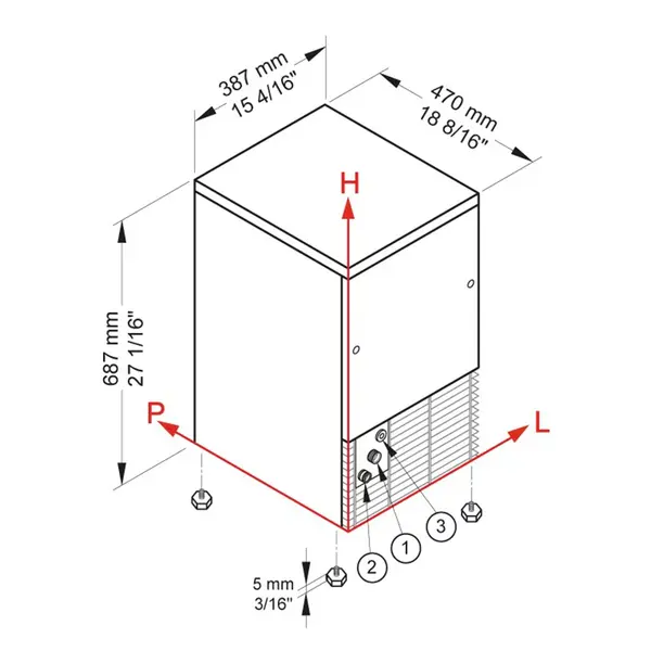 IJsblokjesmachine | CUBO LINE | Volle Blokjes (23g) | 29kg/24u | Bunker 9kg | Watergekoeld | 387x470x687(h)mm