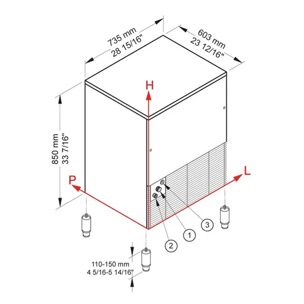 IJsblokjesmachine | CUBO LINE | Volle Blokjes (23g) | 72kg/24u | Bunker 40kg | Watergekoeld | 735x603x850/1000(h)mm