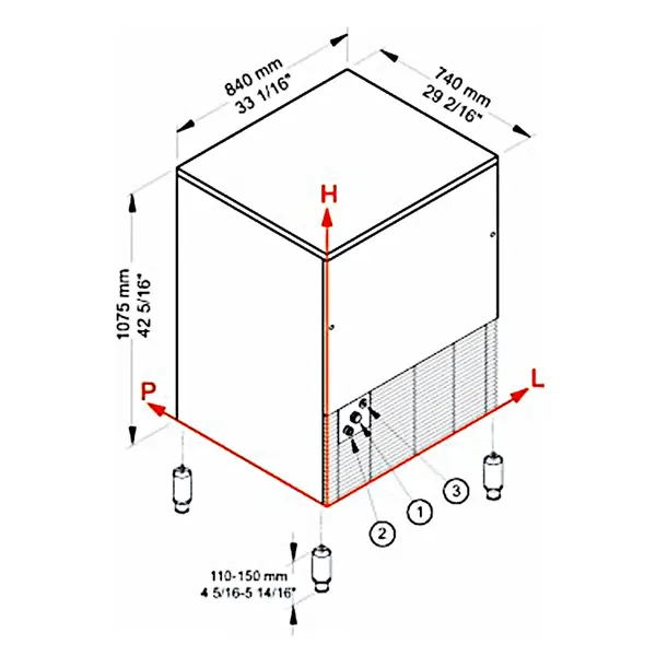 IJsblokjesmachine | CUBO LINE | Volle Blokjes (23g) | 152kg/24u | Bunker 65kg | Luchtgekoeld | 840x740x1075/1225(h)mm