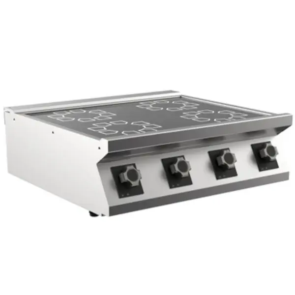 Keramische Kookplaat | M1-700 | Tafelmodel | 4 Kookzones 4x 2,5kW | 400V 10kW | Traploos Instelbaar 0-400°C | Oververhittingssensor | Restwarmte Controle | RVS | 800(b)x750(d)x250(h)mm