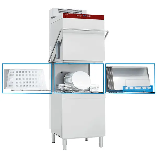 Doorschuifvaatwasser | BEST WASH | Energiezuinig (Warmteterugwinning) | Mand 600x500 | Zeeppomp | Naglanspomp | Breaktank | 400V | 788x835x1565/2265(h)mm