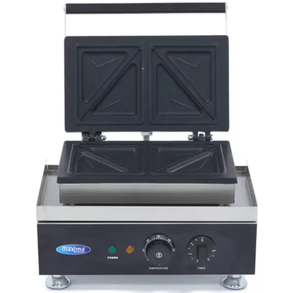 Tosti-IJzer | RVS | Gehalveerde Sneden | 50°C/300°C | 1.75kW (230V) | Timer | 120x140x200(h)mm