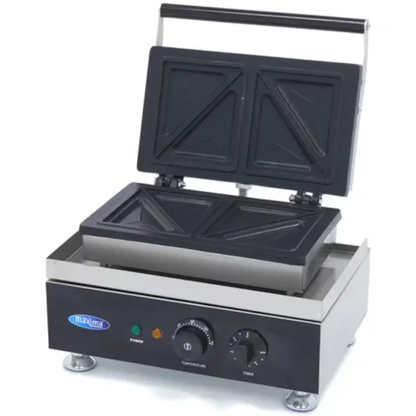 Tosti-IJzer | RVS | Gehalveerde Sneden | 50°C/300°C | 1.75kW (230V) | Timer | 120x140x200(h)mm