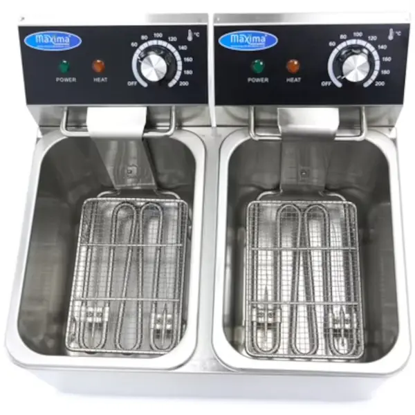 Friteuse | Elektrisch | 4+4L | 50°C/200°C | 5kW (2x 230V) | 450x385x315(h)mm