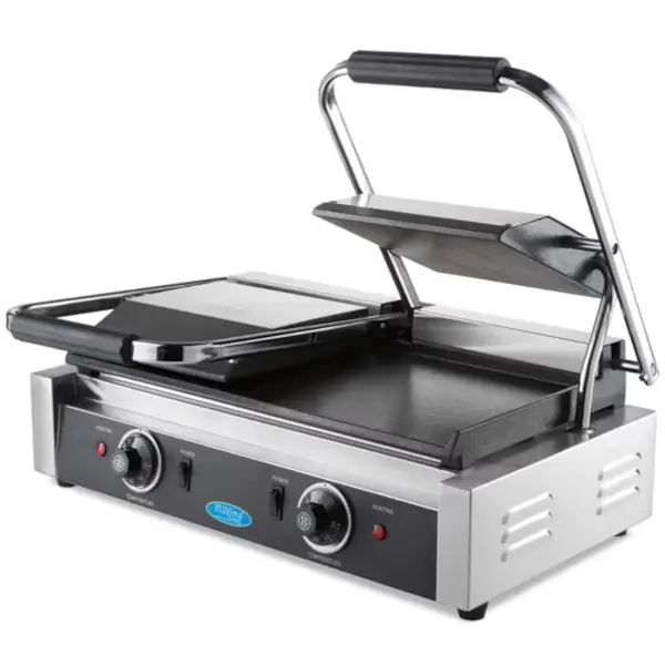 Contact-/Paninigrill | Dubbel | Glad Oppervlak (Gietijzer) | 50°C/300°C | 3.6kW (2x 230V) | 570x305x210(h)mm