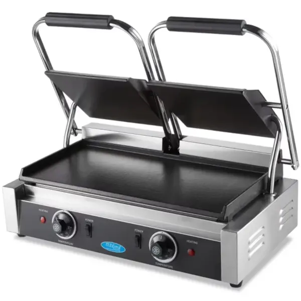 Contact-/Paninigrill | Dubbel | Glad Oppervlak (Gietijzer) | 50°C/300°C | 3.6kW (2x 230V) | 570x305x210(h)mm