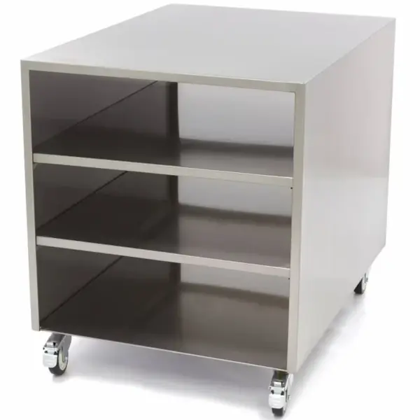 Machinetrolley | RVS | 3 Schappen | Wielen (Geremd) | 600x800x700(h)mm