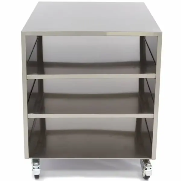 Machinetrolley | RVS | 3 Schappen | Wielen (Geremd) | 600x800x700(h)mm