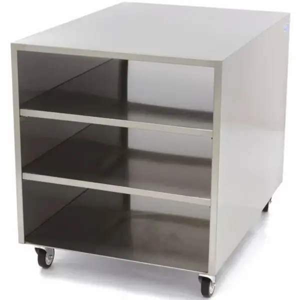 Machinetrolley | RVS | 3 Schappen | Wielen (Geremd) | 600x800x700(h)mm