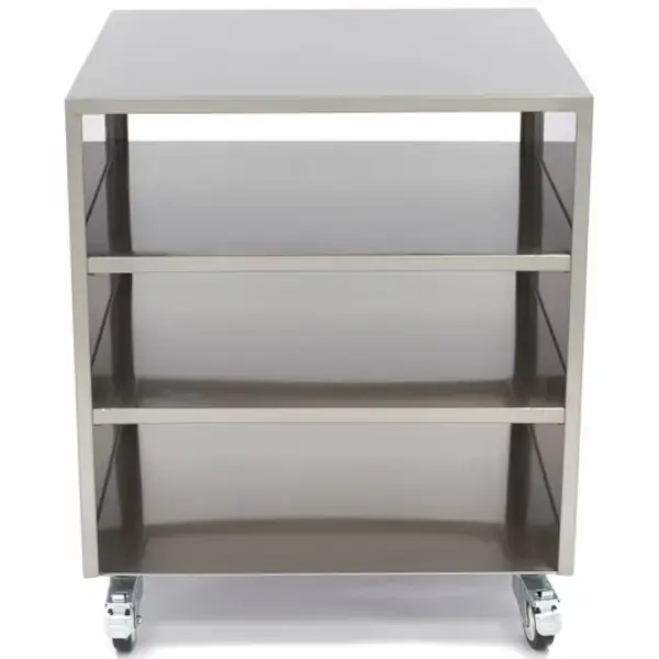 Machinetrolley | RVS | 3 Schappen | Wielen (Geremd) | 600x600x700(h)mm
