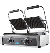 Maxima Contact-/Paninigrill | Dubbel | Gegroefd Oppervlak (Gietijzer) | 50°C/300°C | 3.6kW (2x 230V) | 570x305x210(h)mm