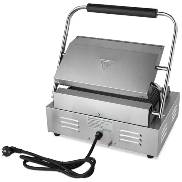 Contact-/Paninigrill | Enkel | Gegroefd Oppervlak (Gietijzer) | 50°C/300°C | 2.2kW (230V) | 410x305x210(h)mm