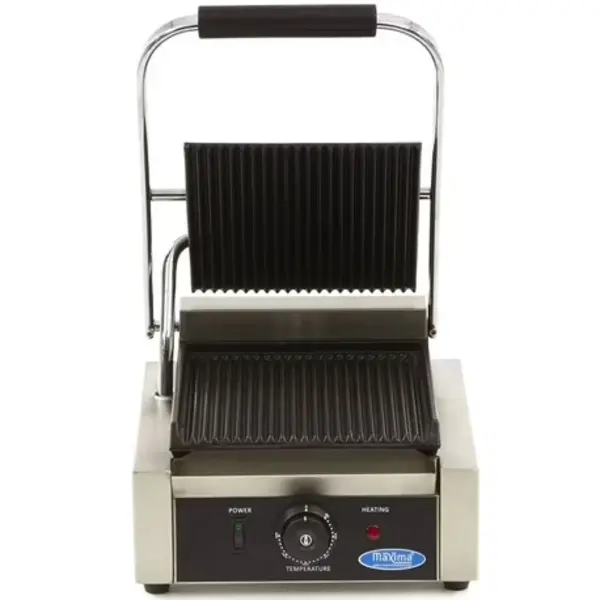Contact-/Paninigrill | Enkel | Gegroefd Oppervlak (Gietijzer) | 50°C/300°C | 1.8kW (230V) | 290x305x210(h)mm