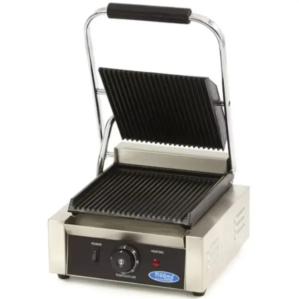 Contact-/Paninigrill | Enkel | Gegroefd Oppervlak (Gietijzer) | 50°C/300°C | 1.8kW (230V) | 290x305x210(h)mm