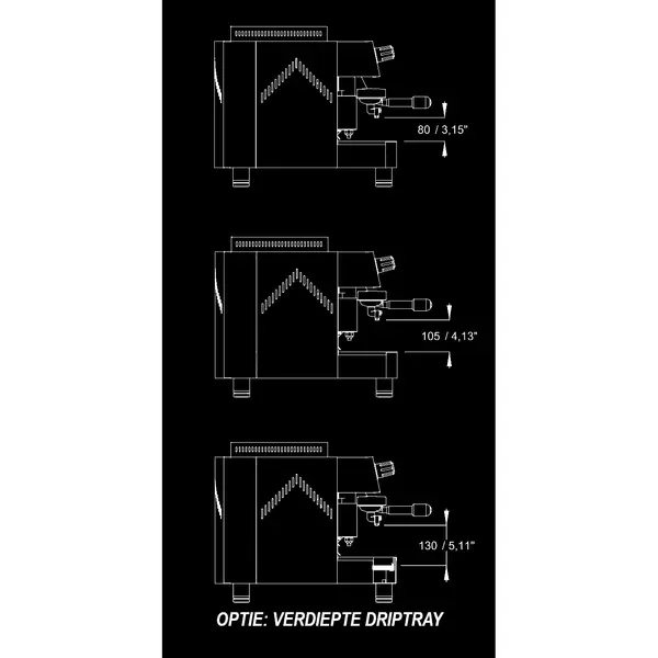 Espressomachine | DIADEMA | RVS | Automatisch | 3 Groepen | Boiler 21L | Digitaal | 400V | 828x532x519(h)mm